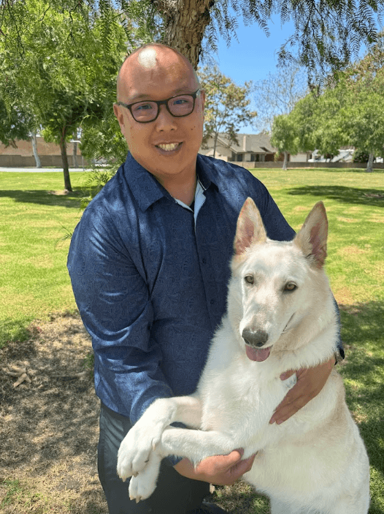 Gabriel Nguyen with his dog