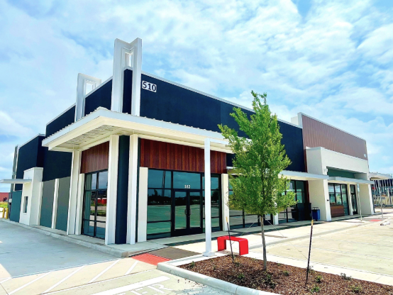 Modern mid-size retail commercial building exterior